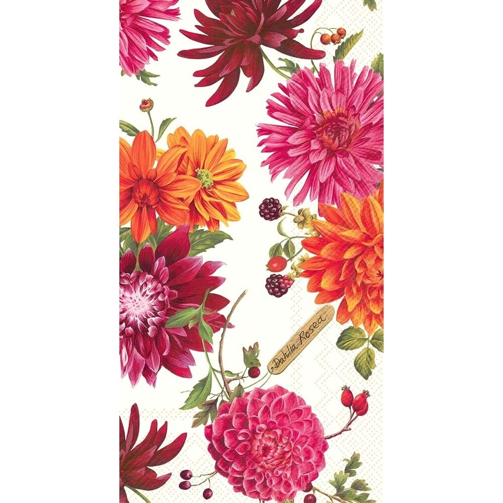 Dahlia Garden Paper Napkins Guest Towels Cream IHR Decoupage 16 CT